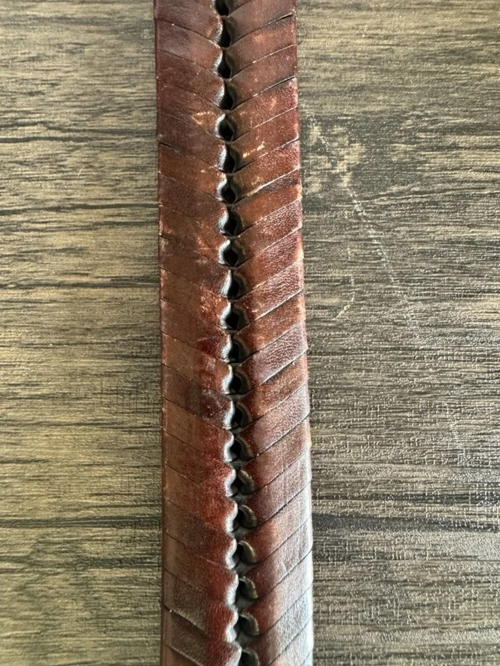 Vintage Western Braided Leather Fishtail Belt Rattlesnake